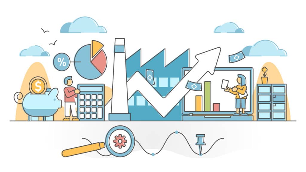 Desenhos onde mostram a economia num todo.