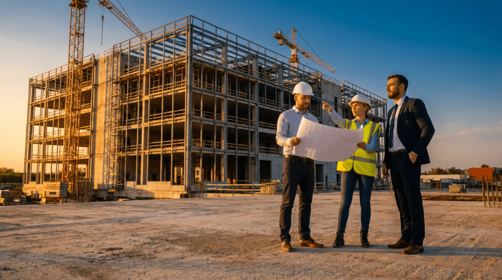 Modern Construction Site at Golden Hour.png